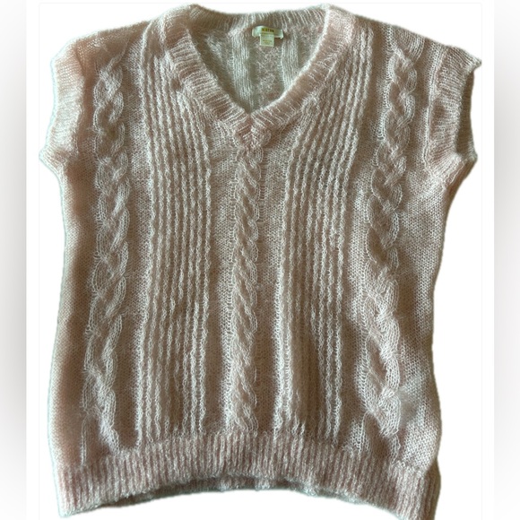 Anthropologie Maeve Open Weave Wool Blend Swearer Pink/Rose Made in Italy Sz. M - Picture 1 of 6